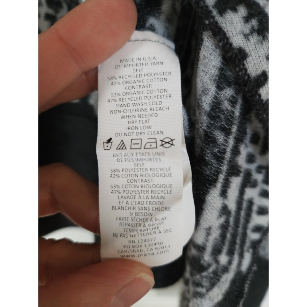 Prana Womens M Gray Geometric Tribal Print Open Front Hooded Cardigan Sweater - Picture 5 of 9